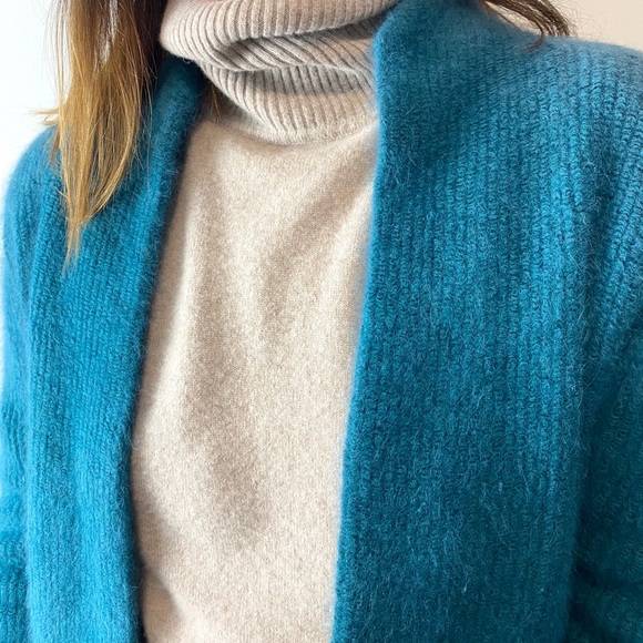 Gorgeous 70% Angora Open cardigan ribbed sweater coat M - Picture 2 of 4